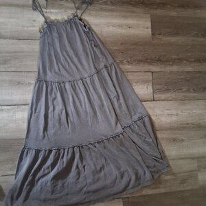 LUCKY BRAND TIERED PRAIRIE Maxi DRESS GRAY XS
